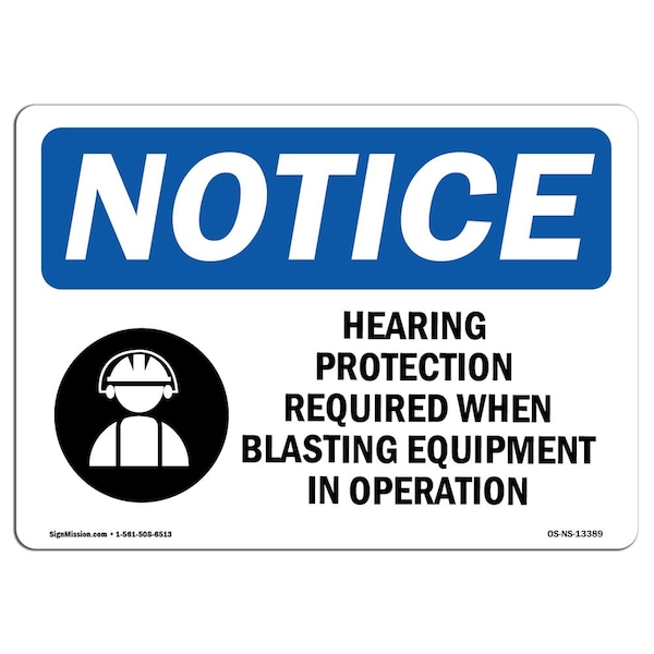 OSHA, Hearing Protection Required, 24in X 18in Alum, 24" W, 18" H, Landscape, OS-NS-A-1824-L-13389